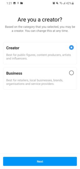 switch between personal and professional account