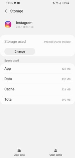 Clear Instagram cache & day