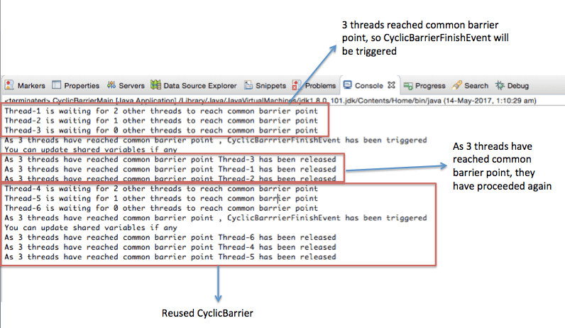 CyclicBarrier Output