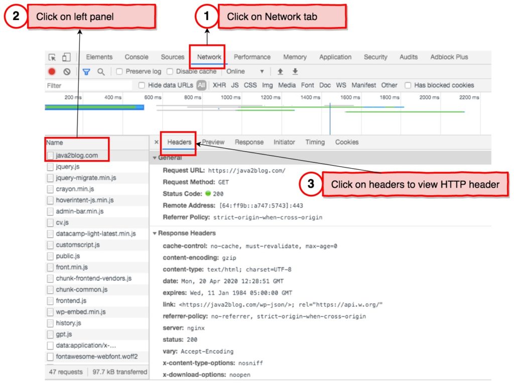 How to view HTTP headers in Google Chrome? Java2Blog