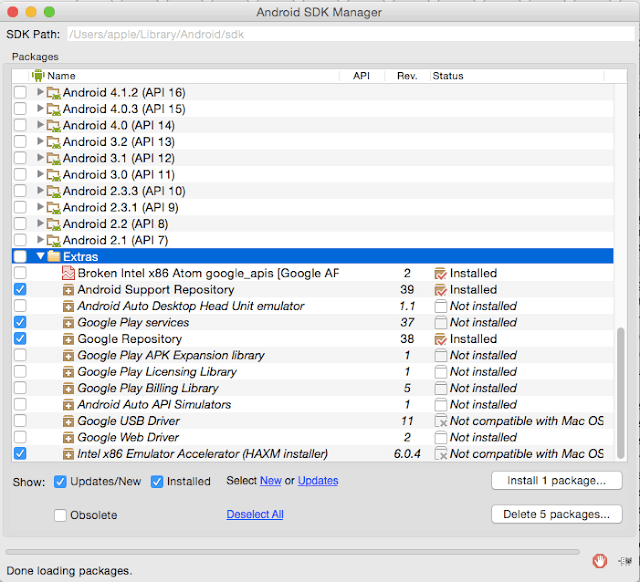 Android SDK Manager extras