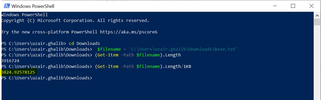 Get File Size in KB