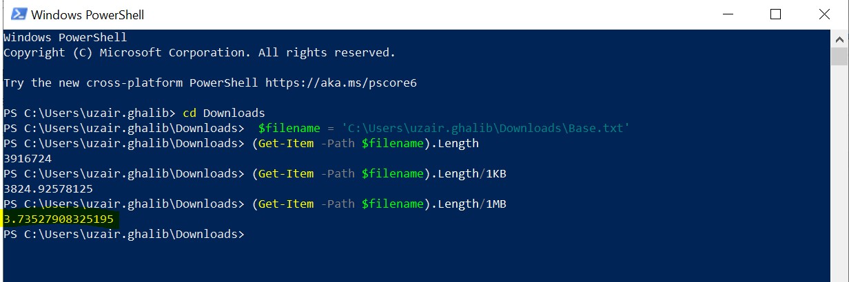 Get File Size in MB