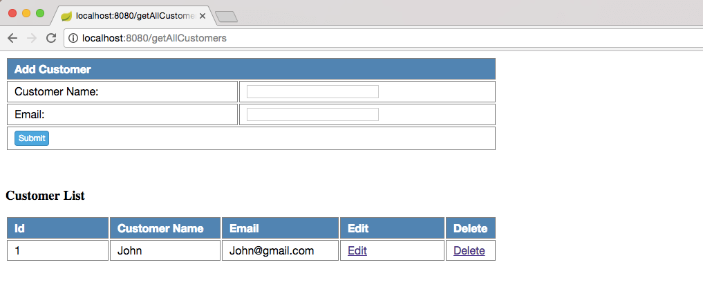 Spring boot Hibernate Add customer