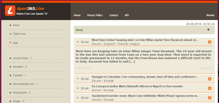 Sport365 -  Stream2watch alternatives
