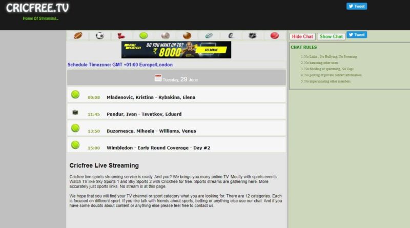 Cricfree -  Stream2watch alternatives
