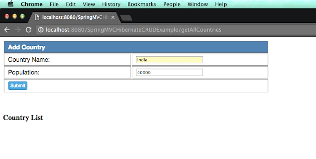 Empty Country List Spring MVC hibernate