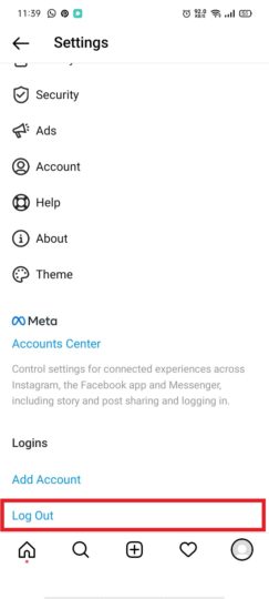 Instagram account settings