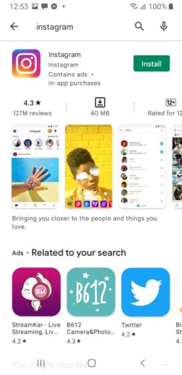 Install Instagram on Play Store