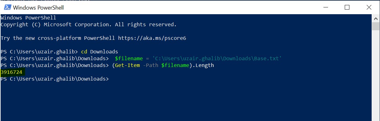 PowerShell get-item with Length
