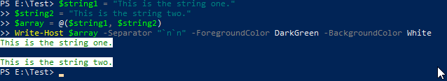 powershell print blank line - background and foreground color